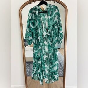 Tropical Leaf Print Kimono